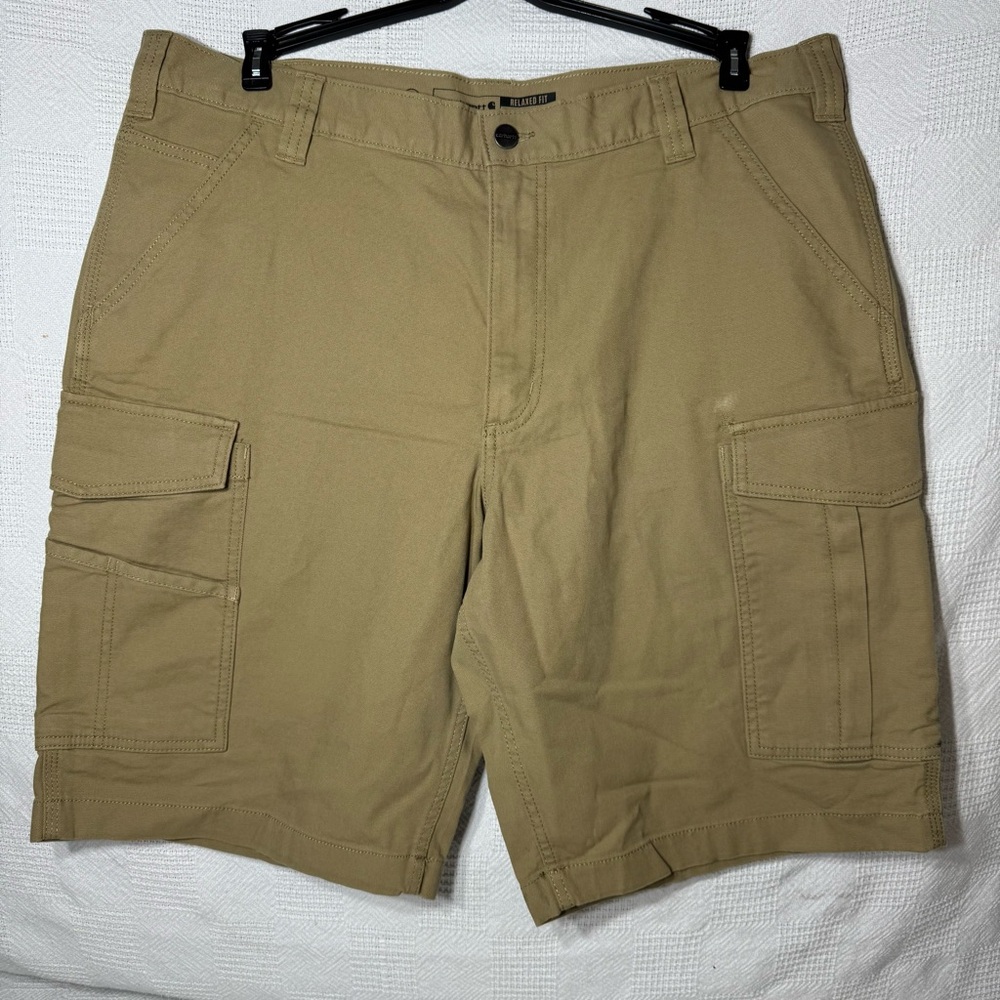 Carhartt‎ Cargo Shorts Mens 38 Khaki Relaxed Fit Canvas Rugged Flex Irregular